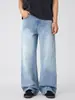Calça Jeans Masculina Estilo Americano Versátil Calça Reta para Adolescentes Calça Jeans de Cintura Alta Solta Perna Larga Estilo Verão Fino