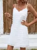 Vestido Camisola de Verano de Color Sólido con Borlas y Cuello en V, Venta Caliente Transfronteriza Europea y Americana para Mujer, Disponible en Sitios Independientes y Aliexpress