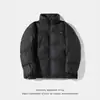 Jaqueta Curta de Algodão Acolchoada Quente de Couro PU Personalizada Estilo Outono/Inverno Casaco Gola Alta Simples Versátil Jaqueta Puffer