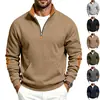 Sudadera con cremallera, cuello alto, patchwork de bloques de color, retro, corte holgado, forro polar, ropa casual para el hogar, ropa para ir al trabajo, estilo minimalista americano transfronterizo para hombre