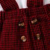 Amazon temu nuevo traje de otoño e invierno para niños top de canalé de cuello alto falda de cuadros con tirantes conjunto de dos piezas en stock