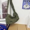 Bolsa de Lona Lavada Estilo Japonés, Bolso Cruzado Drapeado Estilo Lazy para Mujer, Bolso Mensajero Artístico con Clase, Bolso de Hombro Casual para Hombre