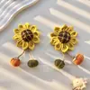Estilo Pastoral Girassol Broche de Girassol Acessórios de Joia diy Tecido Broche Fofo Acessórios para Bolsa Cortina