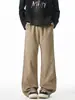 Pantalones Casuales de Sarga de Algodón de Pierna Recta Marca de Moda Nueva Primavera y Verano Pantalones con Bordado de Letras Estilo Americano Sueltos con Caída Pantalones Largos