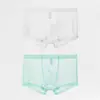 Bóxers Sexy Transparentes para Hombre Delgada Malla de Seda de Hielo Talla Grande Bóxers Estampados de Seda de Hielo de Cuatro Esquinas