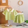 Verano Nuevo Estilo Niños Manga Corta Casual Pantalones Cortos de Algodón Conjunto de Dos Piezas Venta al por Mayor desde Fabricante