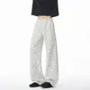 Nova coleção de primavera e outono: calça de moletom larga com estampa de estrelas por toda a peça para homens e mulheres, feita de moletom de algodão europeu, com cós elástico e cordão, caimento solto, design de perna reta e estilo casual