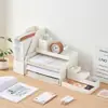 Caixa de Armazenamento de Documentos de Mesa Papelaria Suporte para Livros Papel A4 Mesa Cosméticos Escritório Divisória Prateleira de Caixa de Armazenamento com Classificação Embutida
