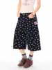 Calça jeans cropped estampada de bolinhas estilo retrô americano para homens e mulheres, novo estilo de verão 2026, calça casual solta de perna larga de comprimento médio