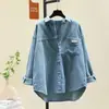 Estilo Novo Primavera e Outono Veludo Cotelê Manga Longa Gola Reversível Moda Feminina Casual Solta Estilo Coreano Comprimento Médio Cardigan Camisa Jaqueta para Mulheres