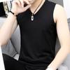 Chaleco sin mangas de algodón puro Camiseta para hombre Color liso Corte ajustado Cuello redondo/en V Moda para hombre Versátil Camiseta para estudiante Camiseta básica