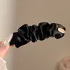 Presilha de cabelo plissada estilo francês para mulheres, com um toque fresco e elegante, presilha banana com ponta dourada, presilha vertical para a parte de trás da cabeça, acessório de cabelo de alta qualidade