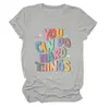 Puedes Hacer Cosas Difíciles Sitio Independiente Europeo y Americano de Ebay Moda Versátil Camiseta de Manga Corta con Cuello Redondo para Mujer