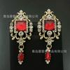 Joyería Antigua Media Aretes de Alta Gama Estilo Palacio Retro Esmaltados Verdes Elegantes Vintage Aretes de Diamantes de Industria Pesada