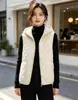 Chaleco de algodón con capucha y patrón de rombos para mujer, otoño e invierno, a prueba de frío, cálido, sin mangas, prenda exterior casual, chaleco exterior cálido