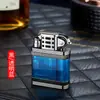 Caja de Aire Transparente Inflable de Nueve Puertas Retro Antigua, Encendedor de Cuero, Encendedor Inflable, Regalo Creativo Personalizado para Hombres