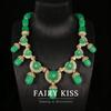 Estilo de corte europeu e americano design de personalidade temperamento elegante brinco pendente colar banho ouro real terno verde fresco