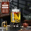 Garrafa de vidro para infusão recipiente doméstico selado pote para vinho medicinal de ginseng tonel de vinho pote para vinho branco com torneira garrafa de vinho especial