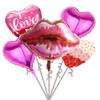 Labial de estilo transfronterizo Globo de papel de aluminio para el Día de San Valentín Juego de cinco piezas Escena de fiesta para parejas con decoración de ambiente festivo