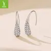 Os novos ganchos de brinco simples em forma de gota da Yinziyun são modernos e adequados para o dia a dia, com cravação completa de zircônia e brincos de cobre banhados a platina