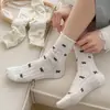 Meias de Cano Médio com Borda Franzida e Laço para Primavera e Verão Femininas, Meias Largas Estilo Ballet, Versáteis Respiráveis para Uso Interno