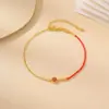 Pulsera de Hilo Rojo Yuebao Jewelry Ágata Roja Plata de Ley S925 Chapada en Oro Cuentas Redondas Simple Superpuesta para el Año del Zodiaco - Artículo Más Vendido