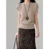 Top de punto Goming estilo coreano con hombros descubiertos y mangas acampanadas para mujer, nueva camiseta de punto de Guangzhou Thirteen Lines AN428