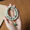 Chen Hua material viejo flor flotante raíz de bodhi jade blanco pulsera de 108 cuentas barril viejo cuentas sueltas una línea de cuentas cuentas de mano