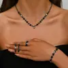 Moda de Boda Joyería Más Vendida Traje Temperamento Europeo y Americano Collar de Diamantes Multicolor Pulsera Pendientes Anillo Juego de Cuatro Piezas