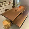 Mesa de Madera Maciza de Nogal Negro Norteamericano, Tablón Completo, Madera Cruda, Escritorio de Nogal Sudamericano, Mesa de Comedor, Mesa Larga