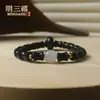 Pulseira de Sândalo Verde Natural com Bambu de Jade Ascendente e Acessórios de Sândalo, Joia Estilo Chinês para Homens e Mulheres, um Presente para o Sucesso