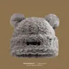 Nuevo Gorro de Punto con Orejas de Oso Lindo para Mujer, Suave Felpa para Otoño e Invierno, Cubre-Cabeza Cálido de Lana