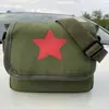 Bolsa de Lona Nostálgica para Servir o Povo, Bolsa de Ombro do Exército Vermelho Masculina, Bolsa Escolar Verde da Libertação Transversal, Bolsa de Estudante, Bolsa Transversal Lei Feng