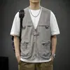 Chaleco de Trabajo Funcional Estilo Americano para Hombre, Chaleco sin Mangas de Verano para Pesca al Aire Libre, Camping con Múltiples Bolsillos, Chaleco Funcional