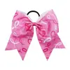 Atravessando a Fronteira Novo Estilo Fita Rosa Dia de Conscientização sobre o Câncer de Mama Laço Prendedor de Cabelo Versátil Elástico Alto Prendedor de Cabelo Acessório de Cabelo Fabricante Atacado