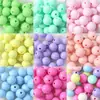 Atacado do Fabricante Contas Redondas Sólidas de Acrílico Coloridas Kit de Material Artesanal DIY para Crianças Conjunto de Miçangas
