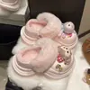 Chinelos de Algodão Fechados Versáteis da Moda para Mulheres, Chinelos de Algodão Fechados Fofos com Desenhos para Mulheres, Adequados para Uso Externo, Novo Modelo Outono e Inverno 2025