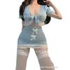 Uniforme sexy atacado paixão sexy secretária macacão dividido boate saia de quadril lingerie uniforme de estudante JK