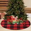 Decorações de Natal Mini Floco de Neve Dourado Prateado Saia de Árvore 40cm Tecido Xadrez Base de Árvore de Natal Decoração Suprimentos para Festa
