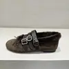 Encuentro de Primera Temporada Estación Europea 2026 Otoño/Invierno Nuevo Estilo Zapatos Cálidos de Felpa Peluda para Mujer Hebilla de Cuero Zapatos Individuales Mocasines