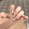 Manicura Hecha a Mano Uñas Portátiles Mariposa Marrón Hada Ojo de Gato Brillante Lujo Ligero Gama Alta Blanqueamiento Piezas de Uñas Postizas Removibles