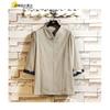 Camiseta informal de manga corta con hebilla retro para hombre, estilo chino, estilo étnico, con cuello en V, primavera y verano de 2025