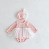 Vestido para Bebé Niña Estilo Nuevo Otoño 2026, Elegante Mameluco de Malla con Mangas Largas de Encaje, Atuendo Versátil para Gatear