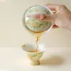 Taza de Té Pequeña Amarilla Albaricoque Estilo Dinastías Tang y Song con Pie Alto y Boca de Flor, Juego de Té Kung Fu, Taza de Cata de Té Osmanthus de Color Bajo Esmalte, Taza de Té para el Hogar