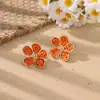 Brincos de Ráfia Flor de Concha Estilo Férias de Primavera e Verão, Brincos Exagerados Tecidos Artesanais de Nicho para Fotografia de Viagem