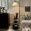 Luminária de chão para cabeceira de quarto, estilo vintage francês, luz ambiente decorativa ao lado do sofá da sala de estar, luminária de mesa com armazenamento estilo meados do século