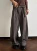 Nuevos Pantalones de Hombre de Otoño Marca Americana de Moda Sueltos Rectos Semi-Elásticos Retro Silueta Larga Estilo Old Money Pantalones Largos de Moda