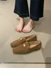 Zapatos planos de corte bajo con punta cuadrada estilo coreano para mujer, colección otoño 2026, chic de dinero viejo, inspirados en Birkenstock, mocasines metálicos de suela plana para mujeres jóvenes