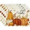 Mantel Individual de Cosecha de Otoño para Acción de Gracias con Estampado de Calabaza y Hoja de Arce, Mantel de Tela Aislante, Mantel Decorativo de Mesa para el Hogar Transfronterizo