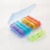 Explosiones de Amazon nuevo pastillero morado 7 días a la semana tres veces al día mañana, mediodía y noche almacenamiento de pastillas pastillero conveniente